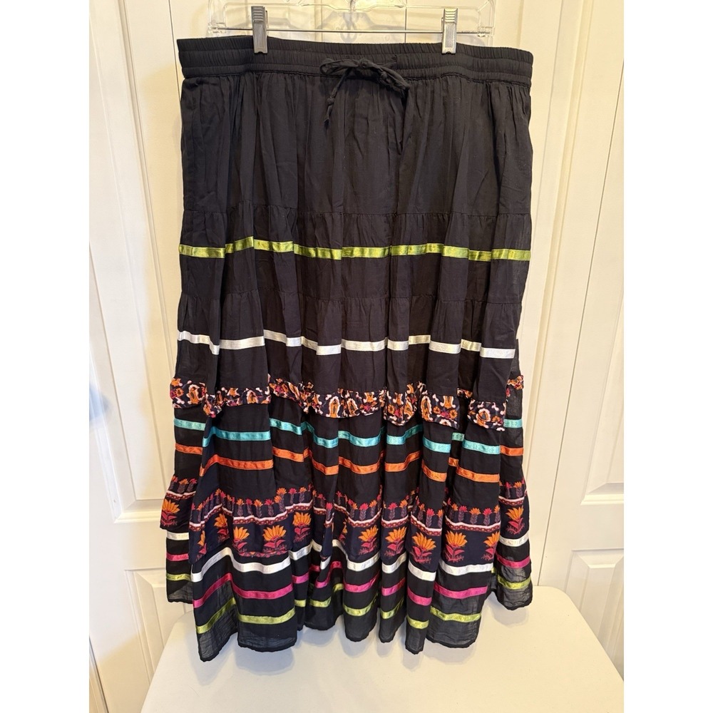 Pyramid Collection Maxi Skirt Womens 1X  Flowy Boho Cottage Gypsy
